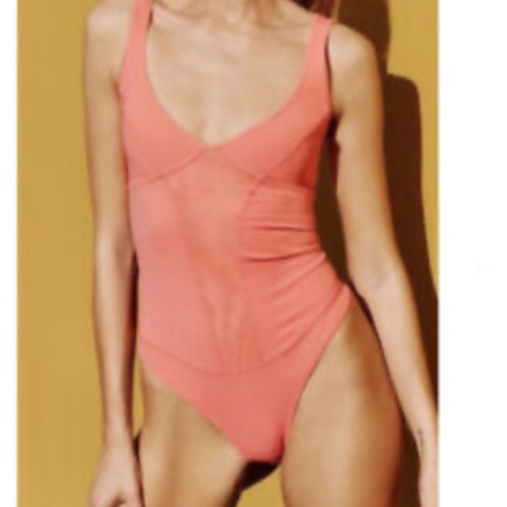 Free People Heart of Gold Leotard in Strawberry sz small